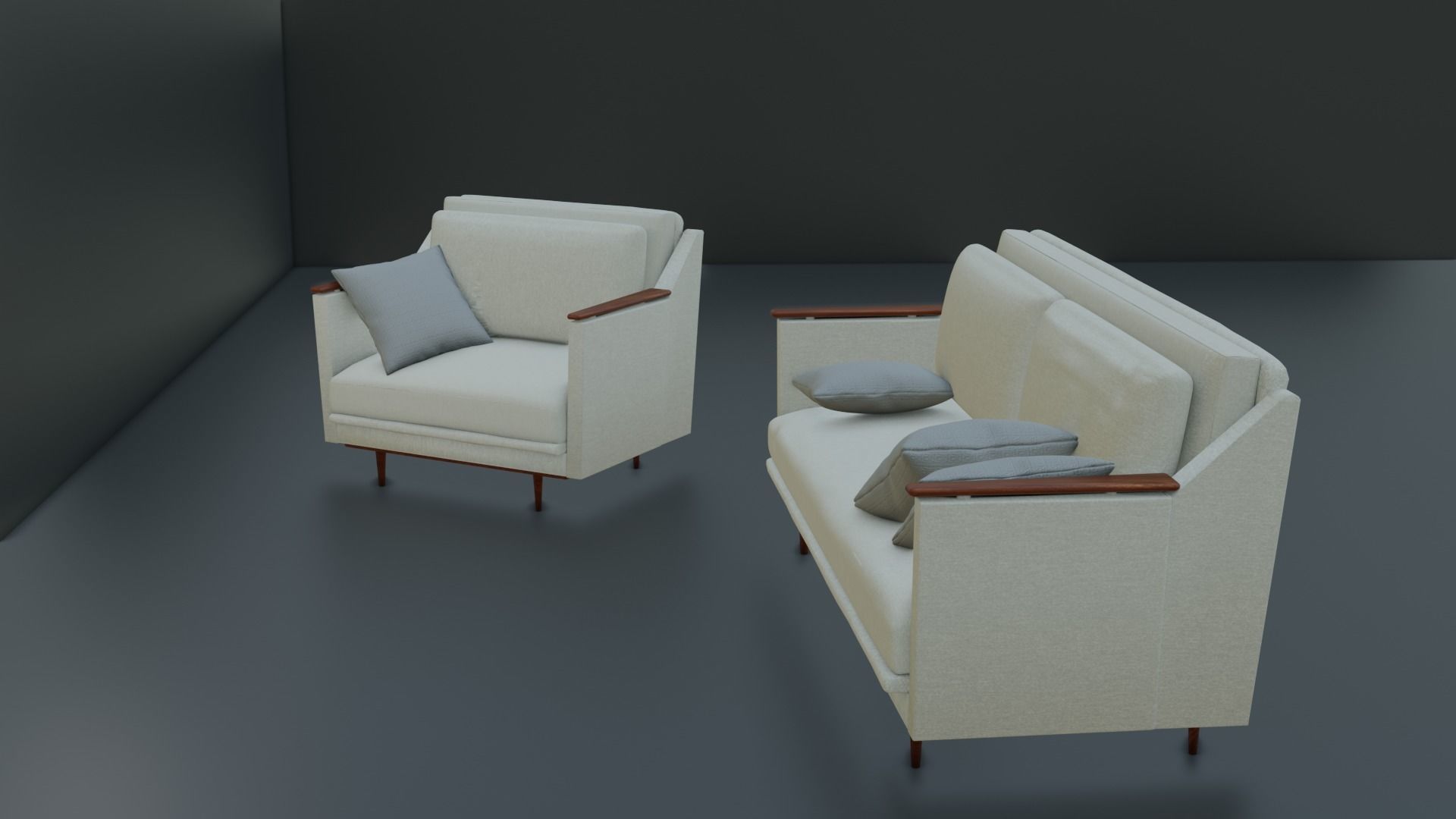 Couch mid century modern sofa Free low-poly 3D model_5