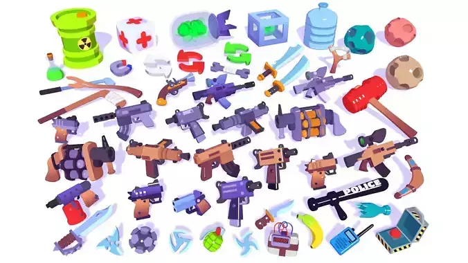 Hypercasual Action Props Pack Volume 3 Low-poly 3D model