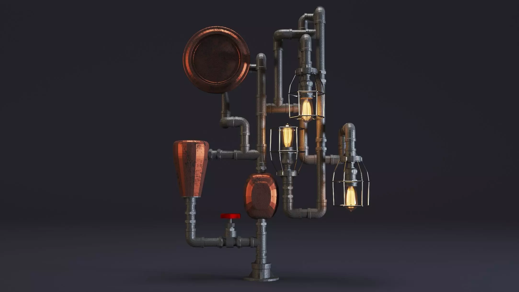7- Steampunk Lamps- High detail 3d models Low-poly 3D model