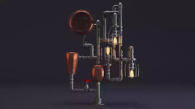 7- Steampunk Lamps- High detail 3d models