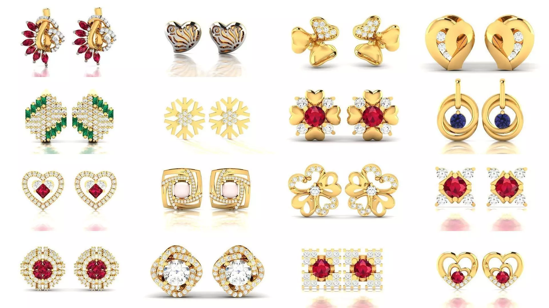 276 Women Diamond Earrings 3dm STL OBJ Render Detail Collection _0