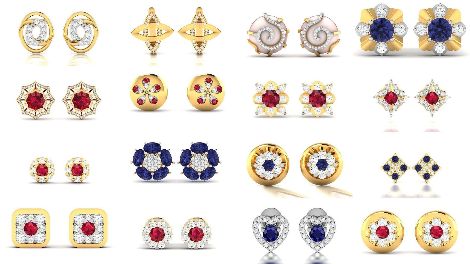 276 Women Diamond Earrings 3dm STL OBJ Render Detail Collection _11