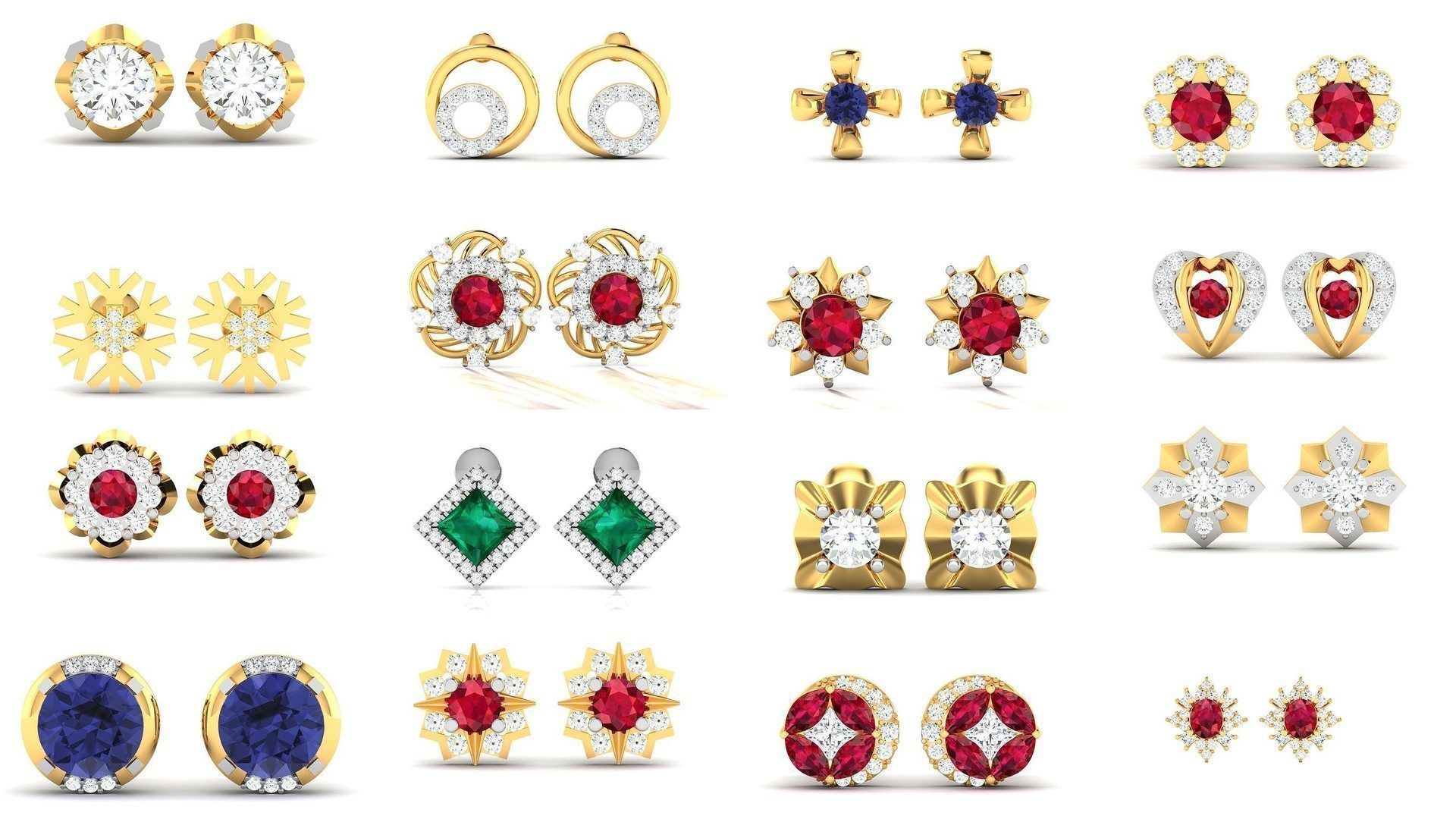 276 Women Diamond Earrings 3dm STL OBJ Render Detail Collection _5