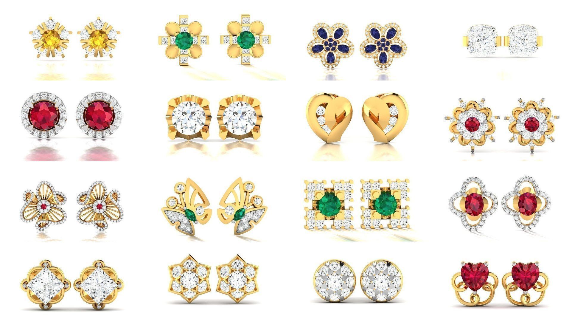 276 Women Diamond Earrings 3dm STL OBJ Render Detail Collection _4