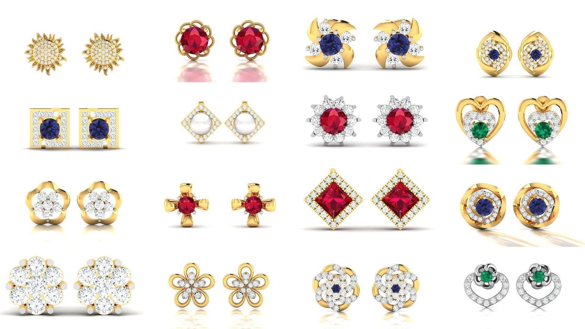 276 Women Diamond Earrings 3dm STL OBJ Render Detail Collection _8