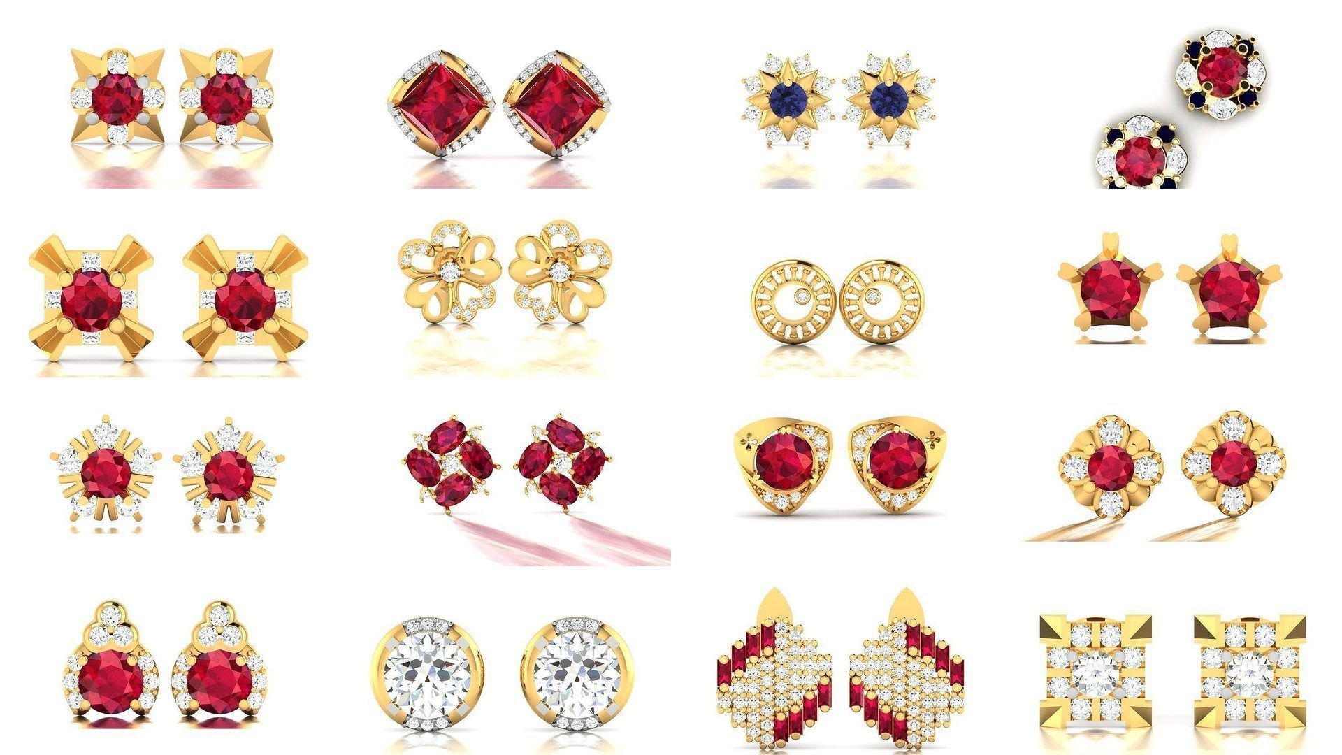 276 Women Diamond Earrings 3dm STL OBJ Render Detail Collection _10