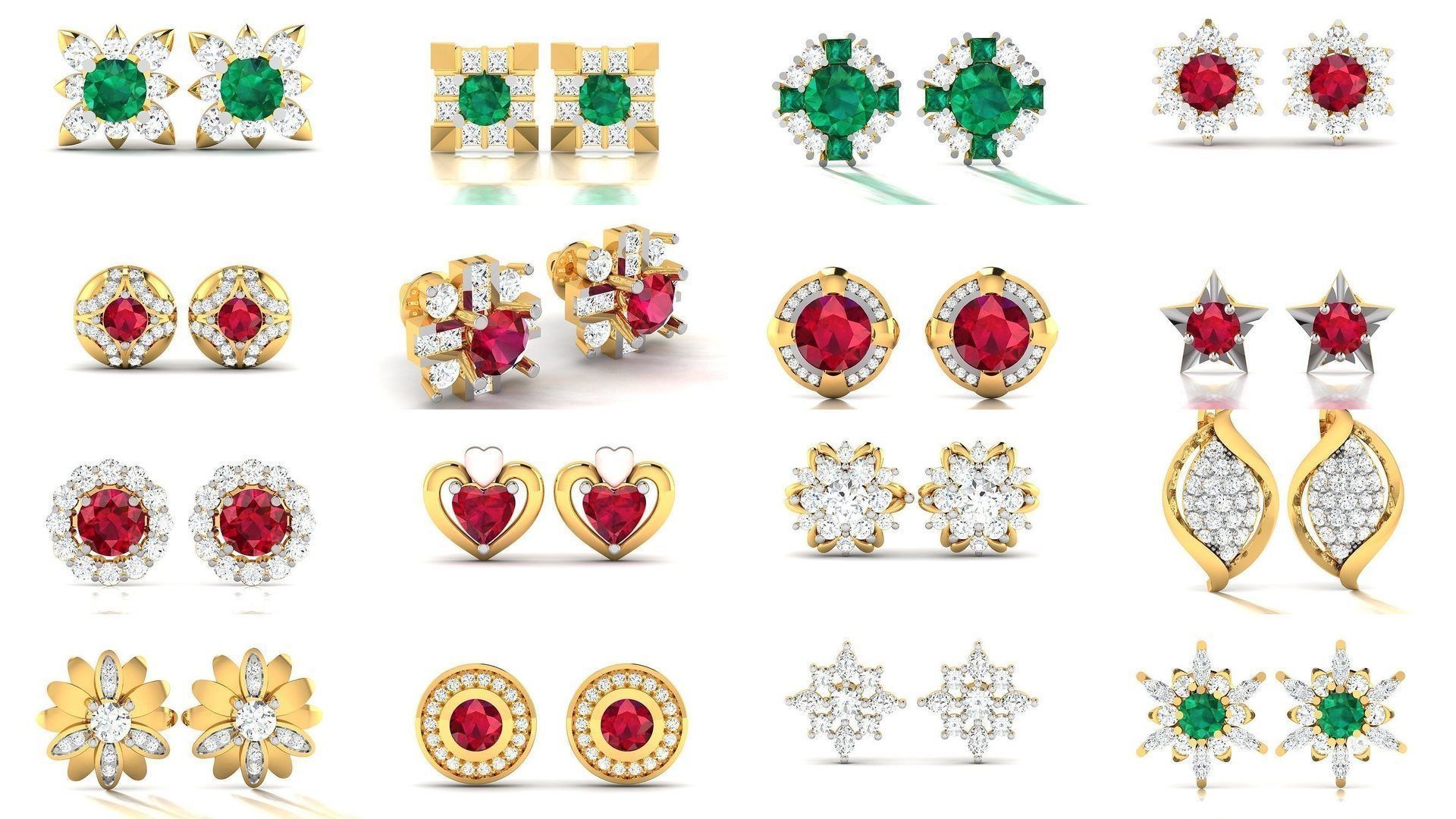 276 Women Diamond Earrings 3dm STL OBJ Render Detail Collection _7