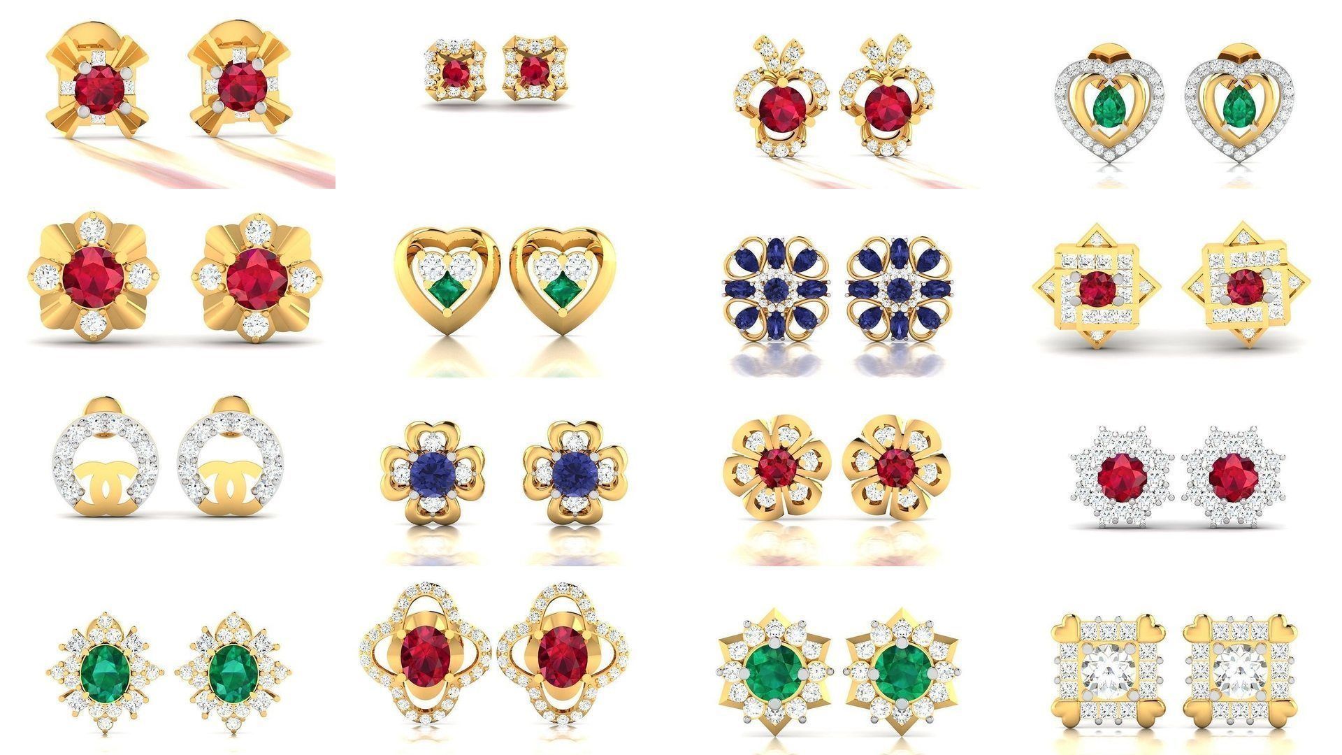 276 Women Diamond Earrings 3dm STL OBJ Render Detail Collection _6