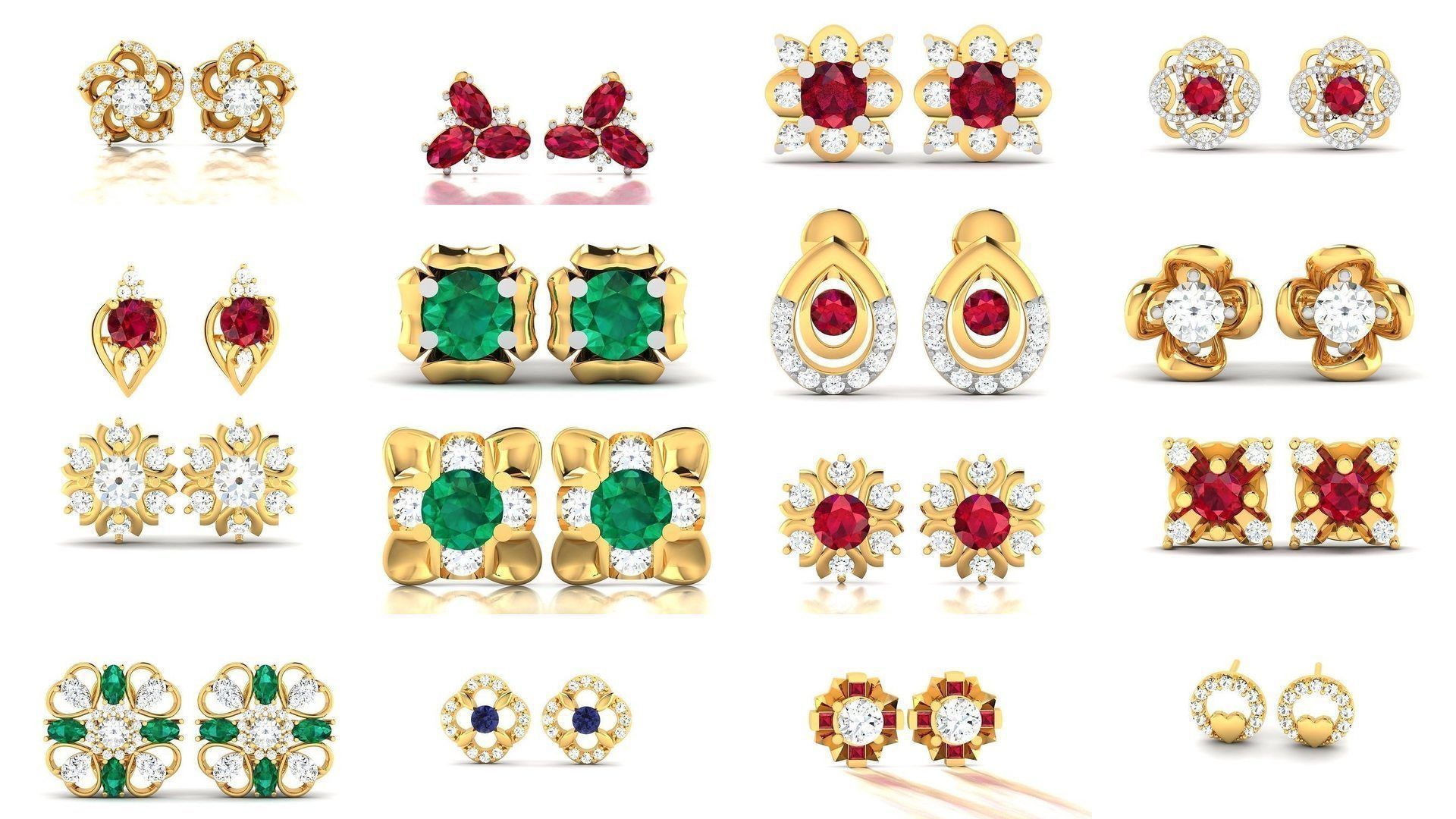 276 Women Diamond Earrings 3dm STL OBJ Render Detail Collection _2