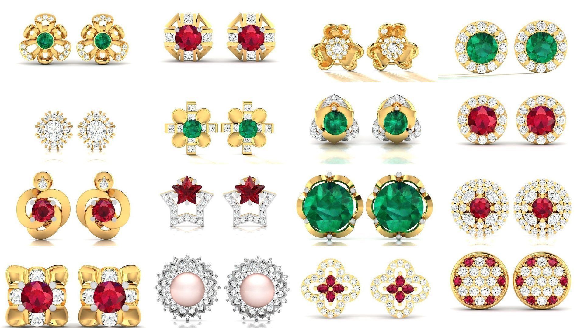 276 Women Diamond Earrings 3dm STL OBJ Render Detail Collection _12