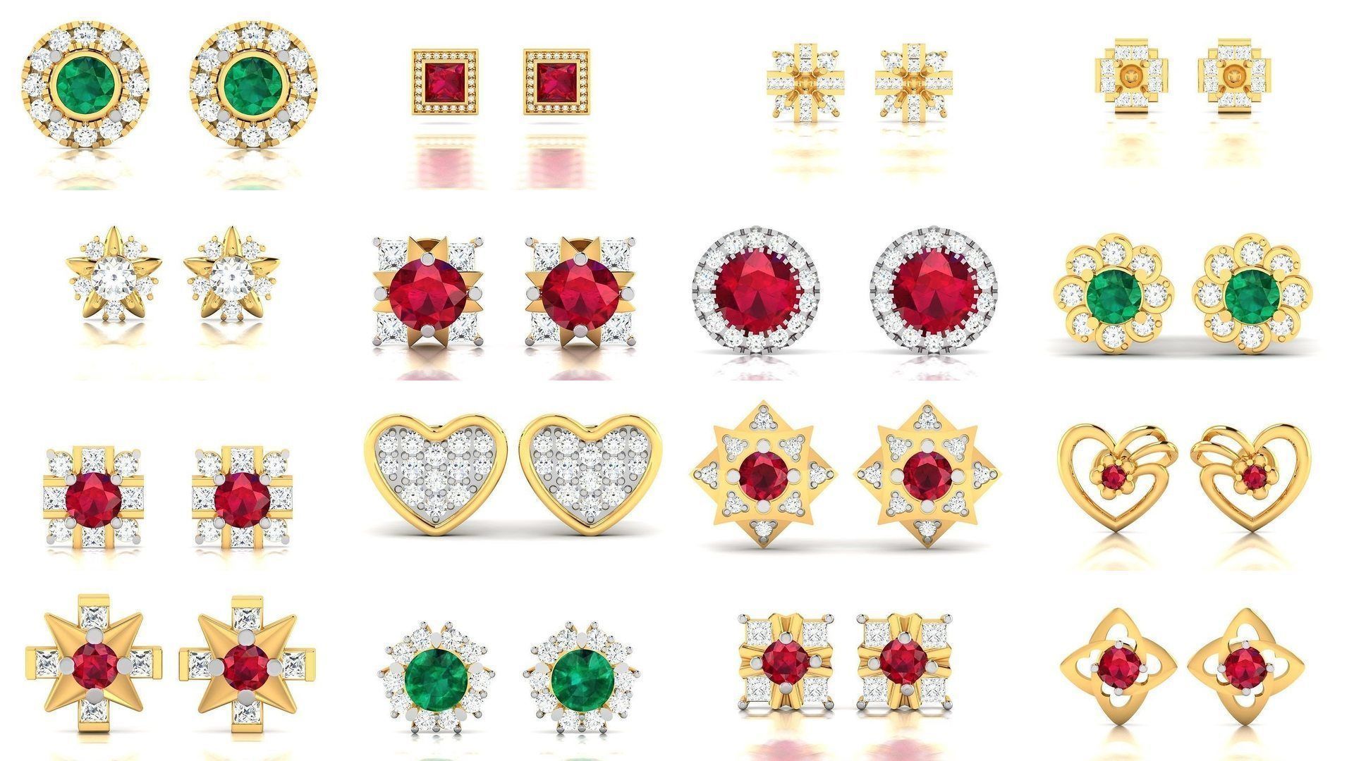 276 Women Diamond Earrings 3dm STL OBJ Render Detail Collection _9