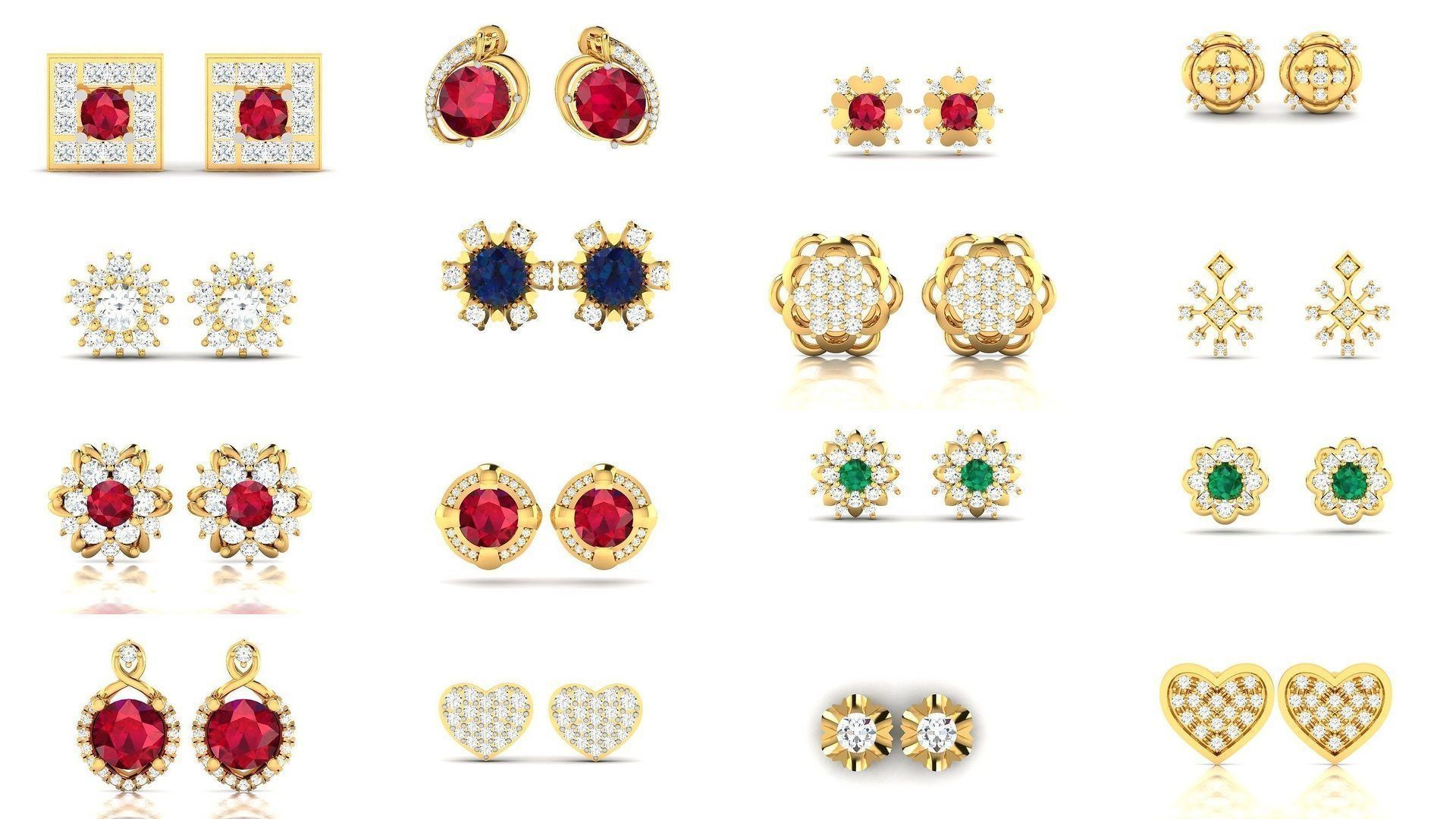 276 Women Diamond Earrings 3dm STL OBJ Render Detail Collection _3