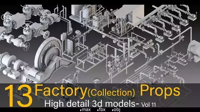 13 Factory Collection Props- High detail 3d models- Vol 11