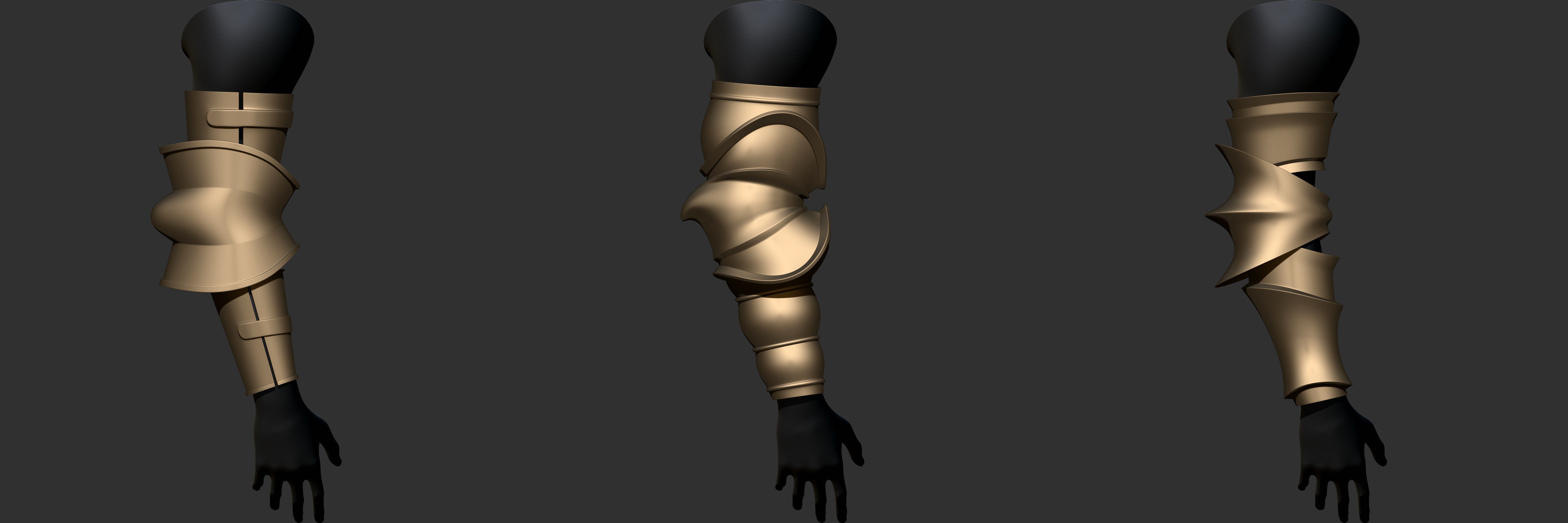Vambrace Highpoly and Lowpoly With UVs Vol 1 Low-poly 3D model_4
