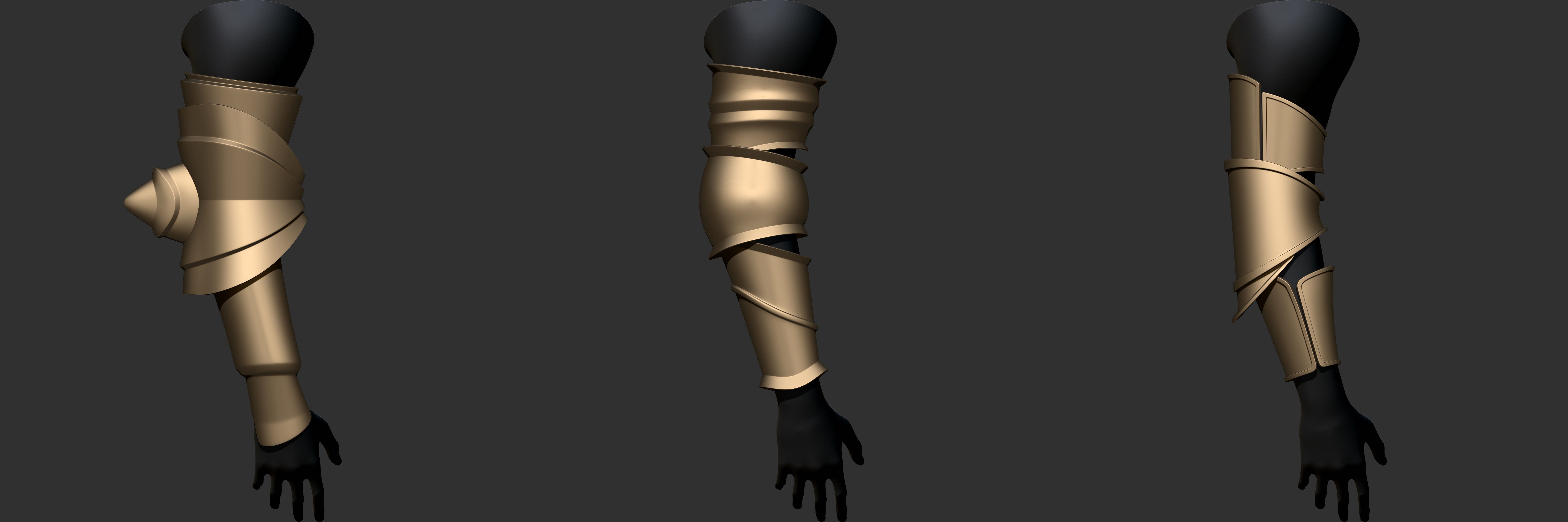 Vambrace Highpoly and Lowpoly With UVs Vol 1 Low-poly 3D model_2