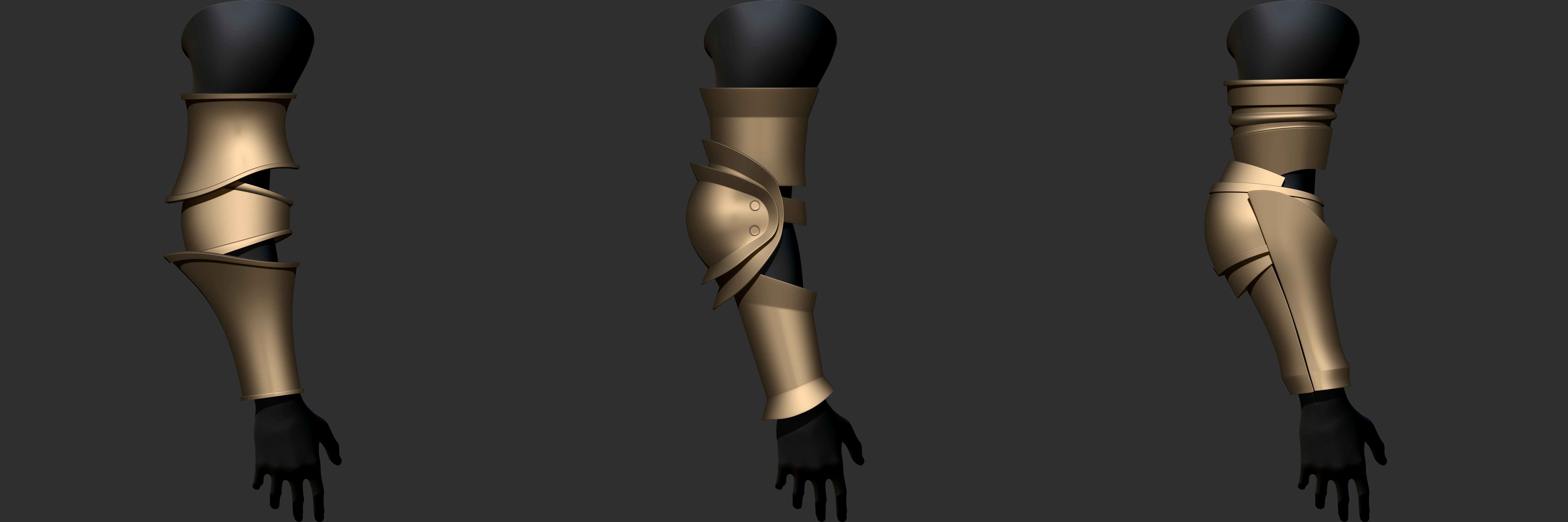 Vambrace Highpoly and Lowpoly With UVs Vol 1 Low-poly 3D model_5