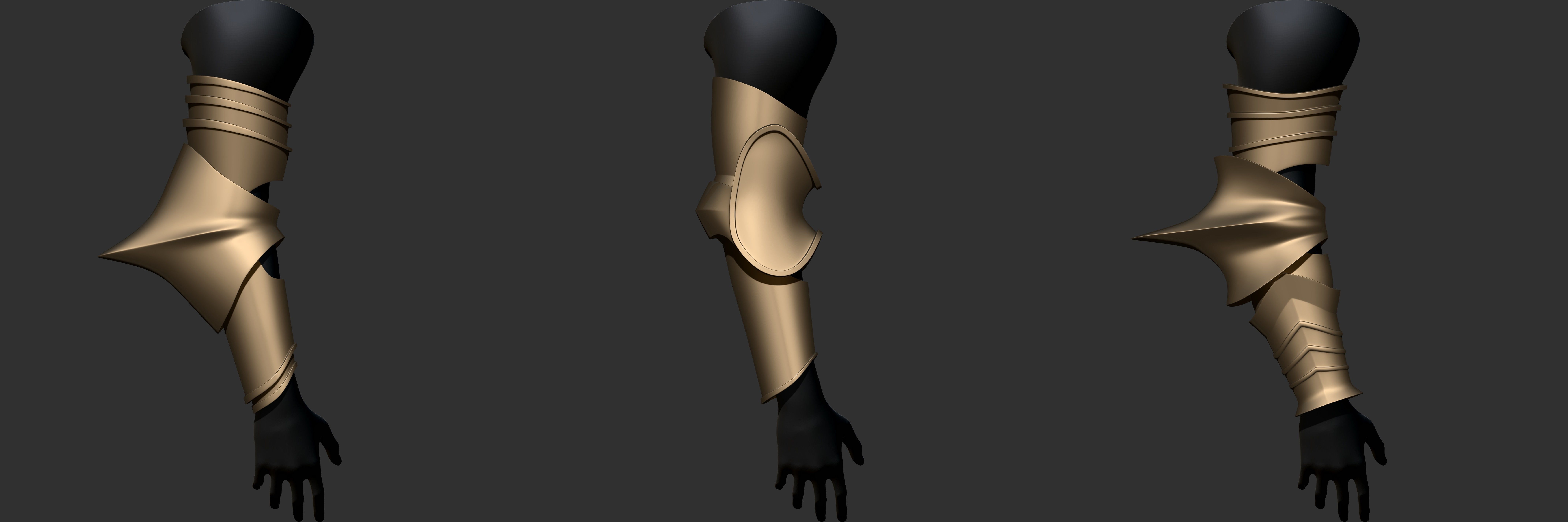 Vambrace Highpoly and Lowpoly With UVs Vol 1 Low-poly 3D model_3
