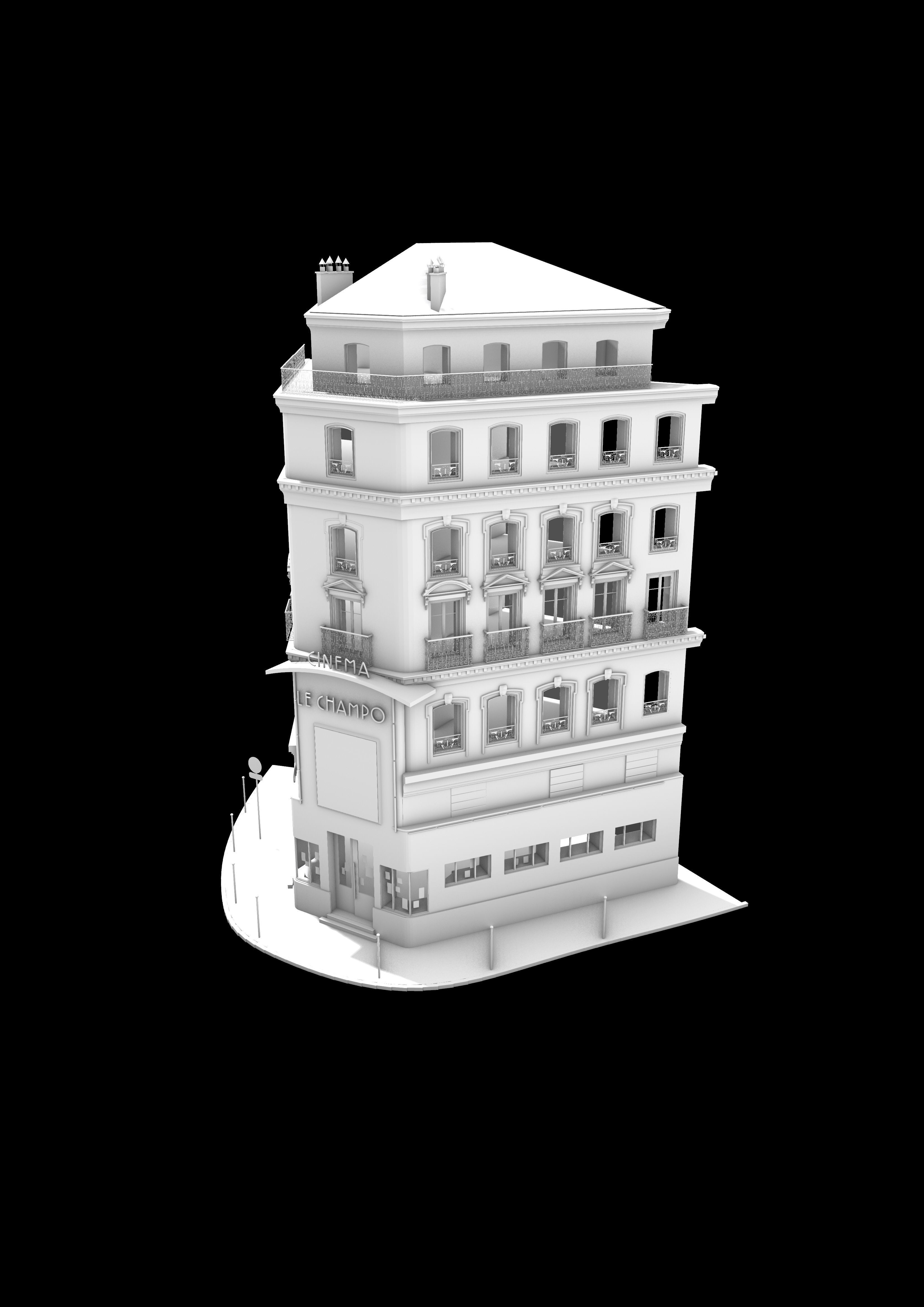 Theater Cinema Paris - Architecture Street 3D model_1