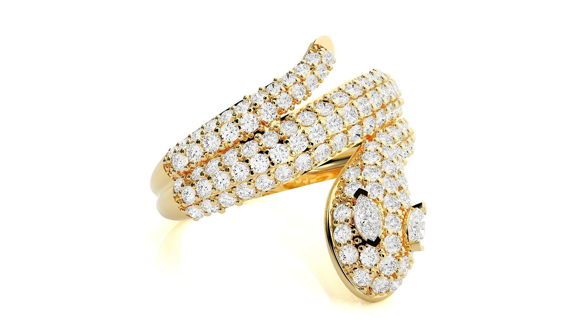 Snake Diamond Ring 3dm stl renders details 3D print model_7