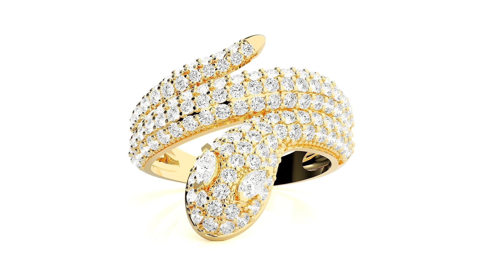 Snake Diamond Ring 3dm stl renders details 3D print model_6