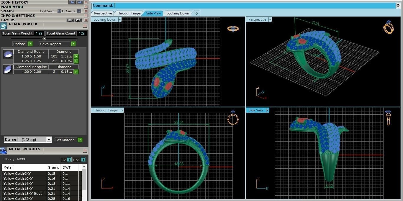 Snake Diamond Ring 3dm stl renders details 3D print model_9