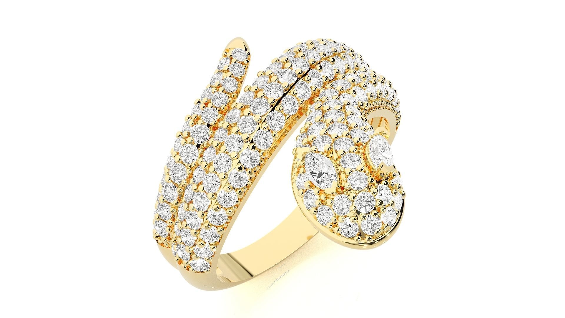 Snake Diamond Ring 3dm stl renders details 3D print model_8