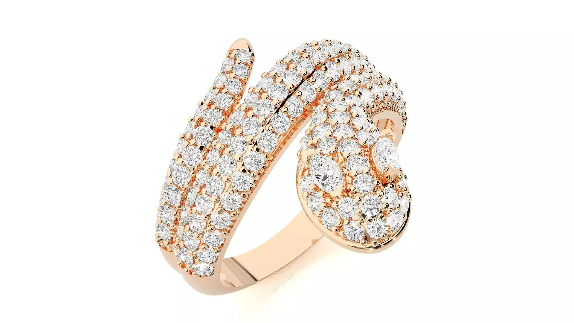 Snake Diamond Ring 3dm stl renders details 3D print model_0