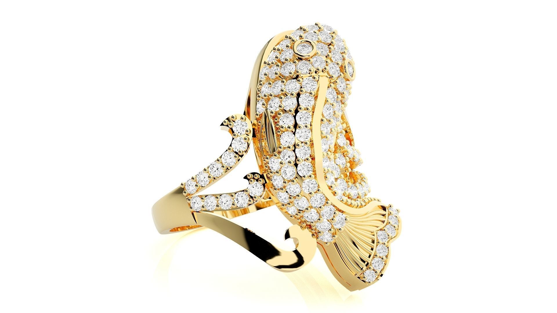 Dolphin Diamond Ring 3dm stl renders details 3D print model_7