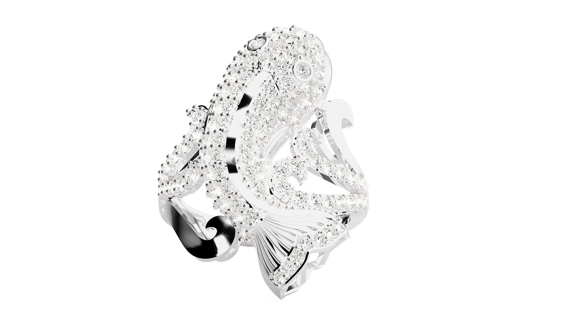Dolphin Diamond Ring 3dm stl renders details 3D print model_3