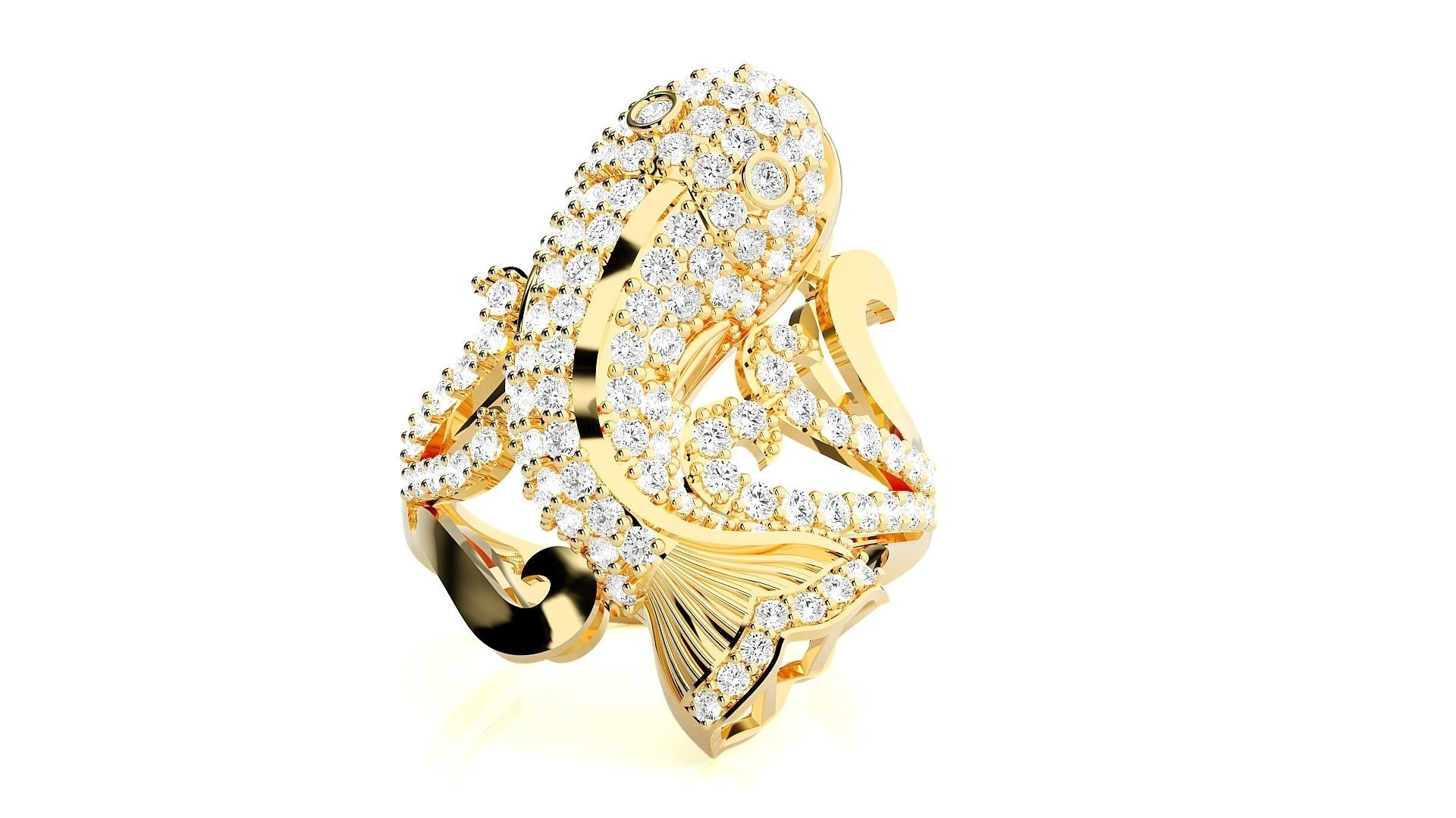 Dolphin Diamond Ring 3dm stl renders details 3D print model_6