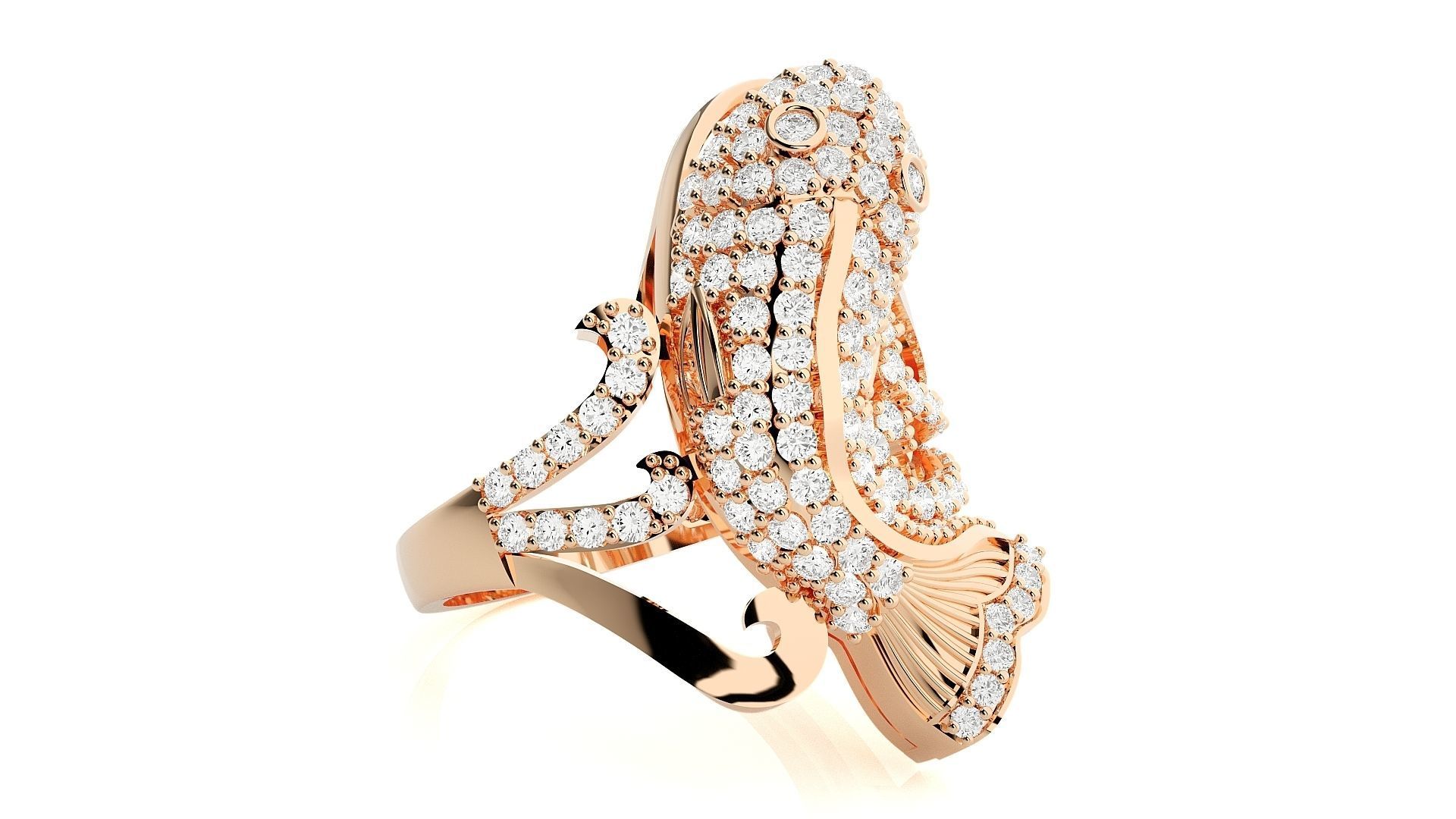 Dolphin Diamond Ring 3dm stl renders details 3D print model_2