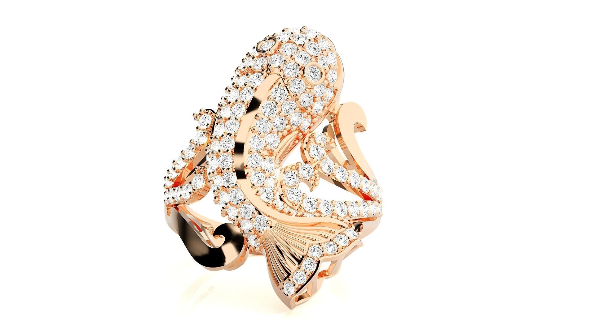 Dolphin Diamond Ring 3dm stl renders details 3D print model_1