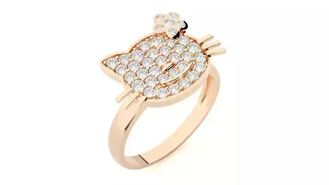 Kitty Diamond Ring 3dm stl renders details