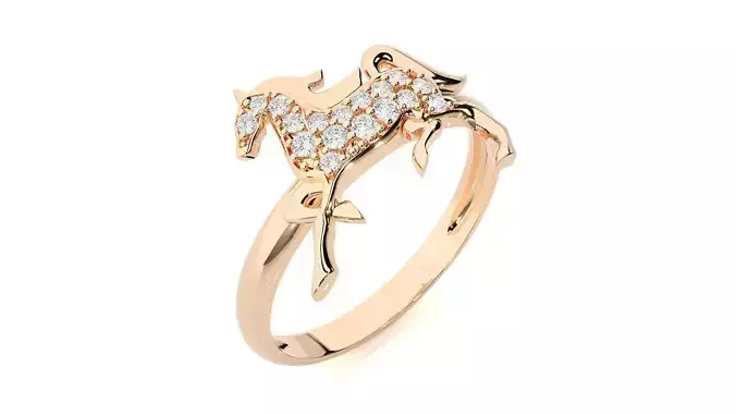 Horse Diamond Ring 3dm stl renders details