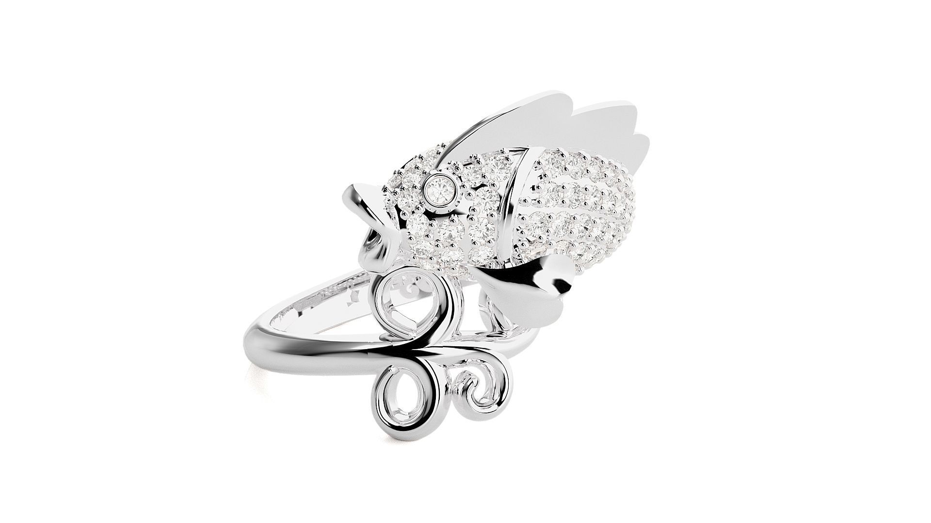 Fish Diamond Ring 3dm stl renders details 3D print model_4