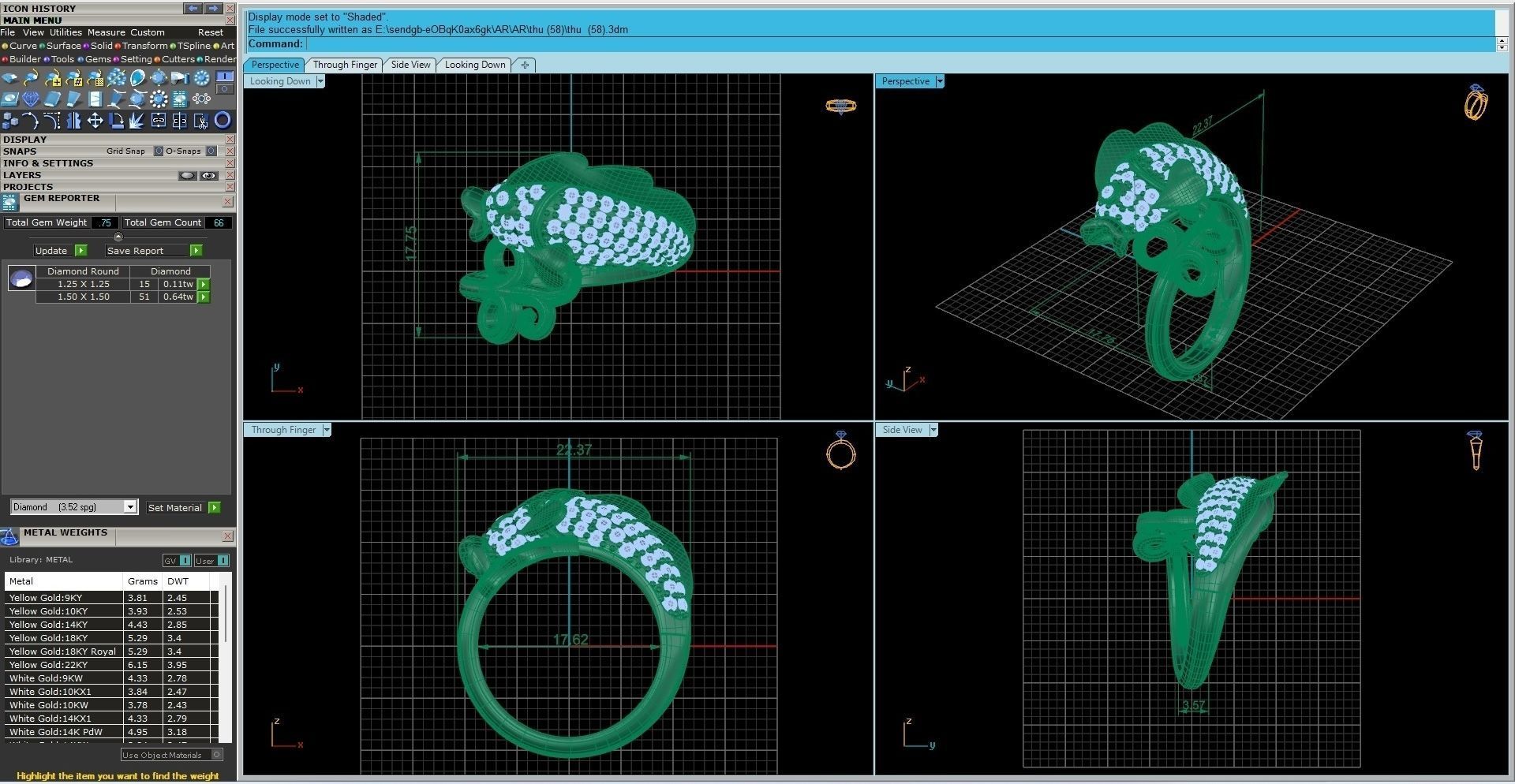 Fish Diamond Ring 3dm stl renders details 3D print model_9
