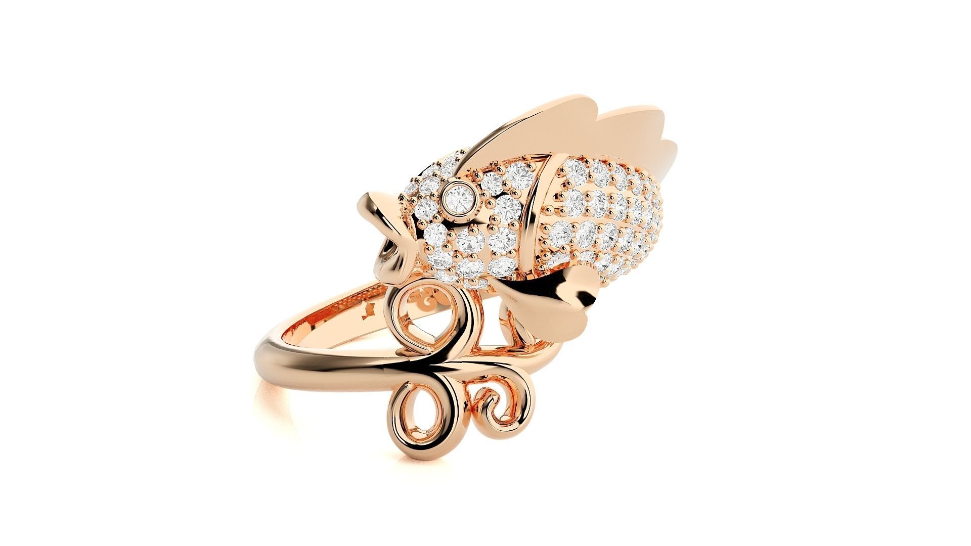 Fish Diamond Ring 3dm stl renders details 3D print model_2
