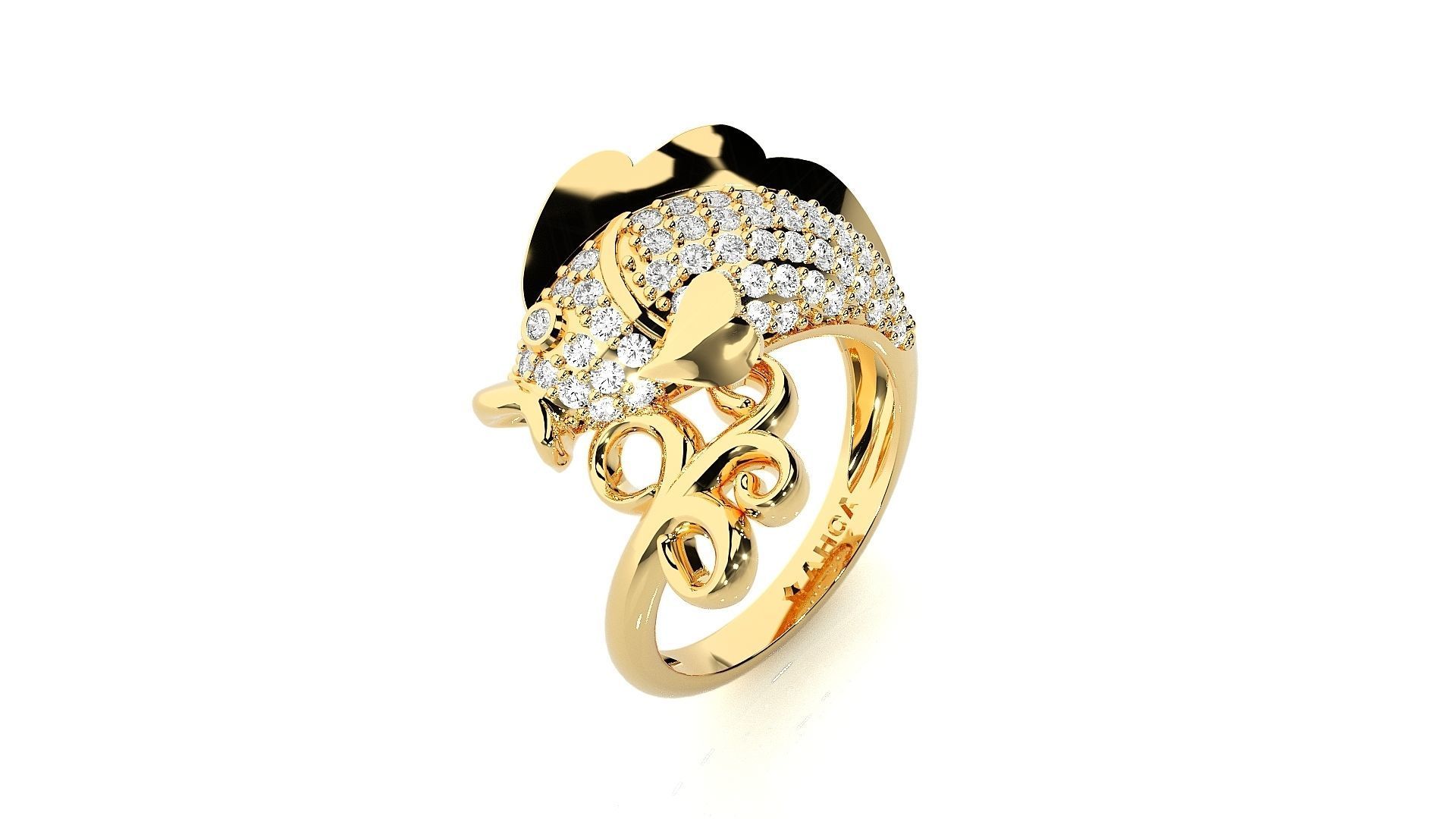 Fish Diamond Ring 3dm stl renders details 3D print model_8