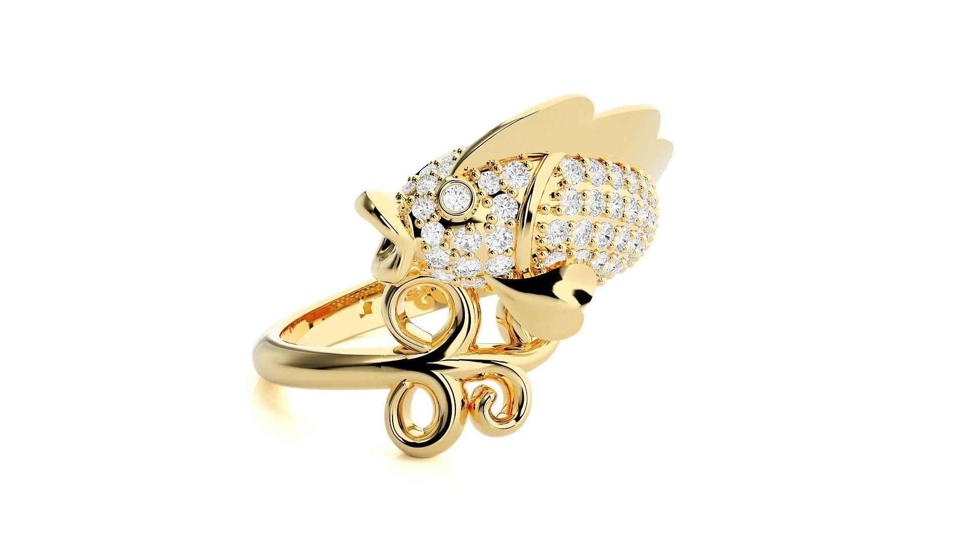 Fish Diamond Ring 3dm stl renders details 3D print model_7
