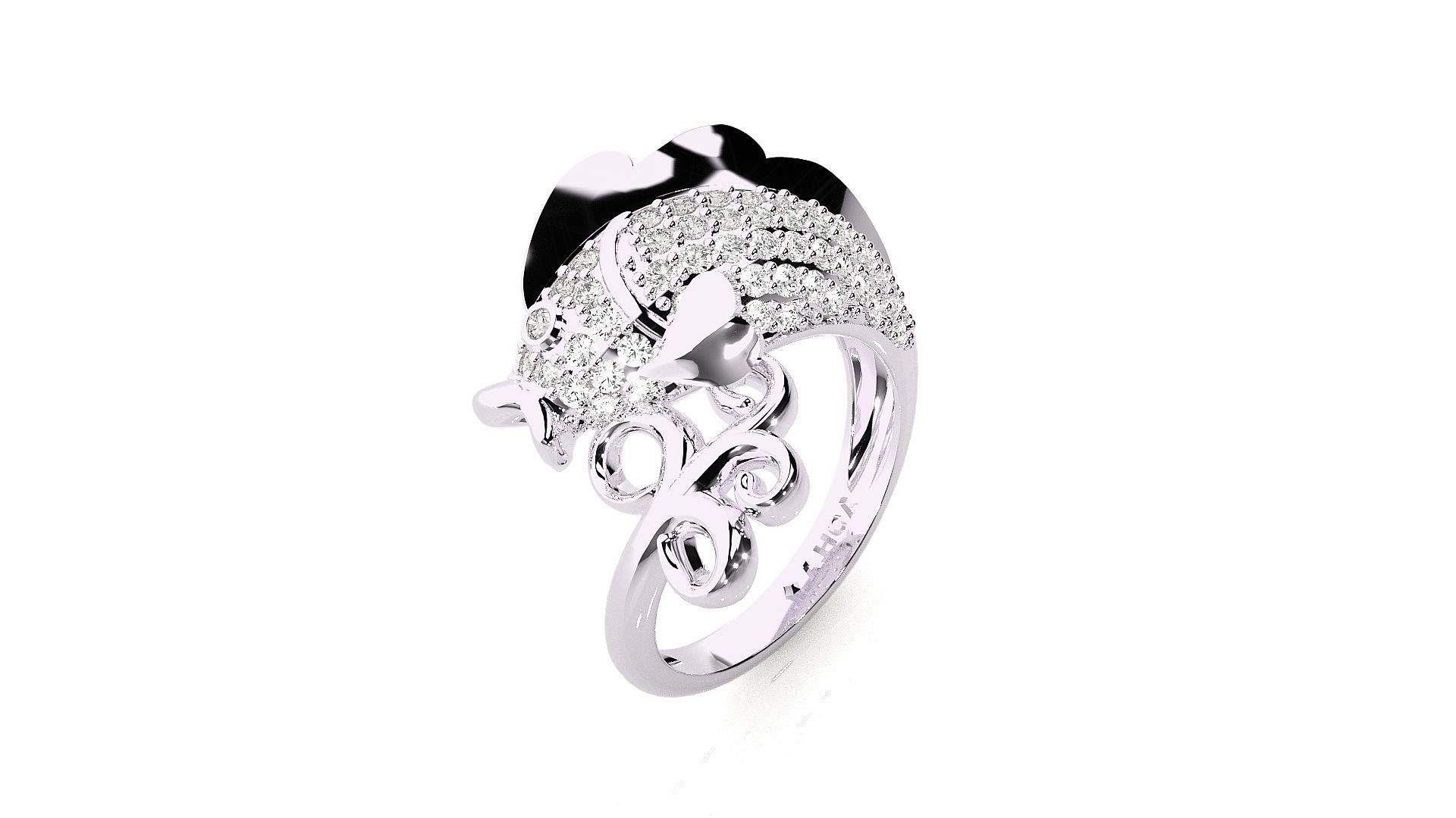 Fish Diamond Ring 3dm stl renders details 3D print model_5
