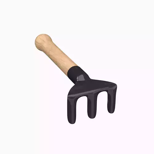 Hand Rake Black Low-poly 3D model