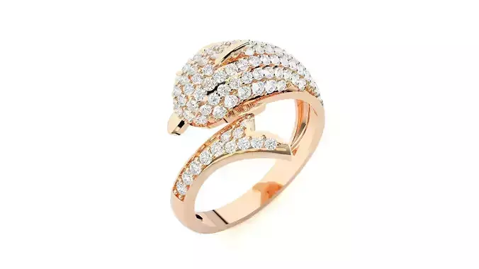 Dolphin Diamond Ring 3dm stl renders details 3D print model