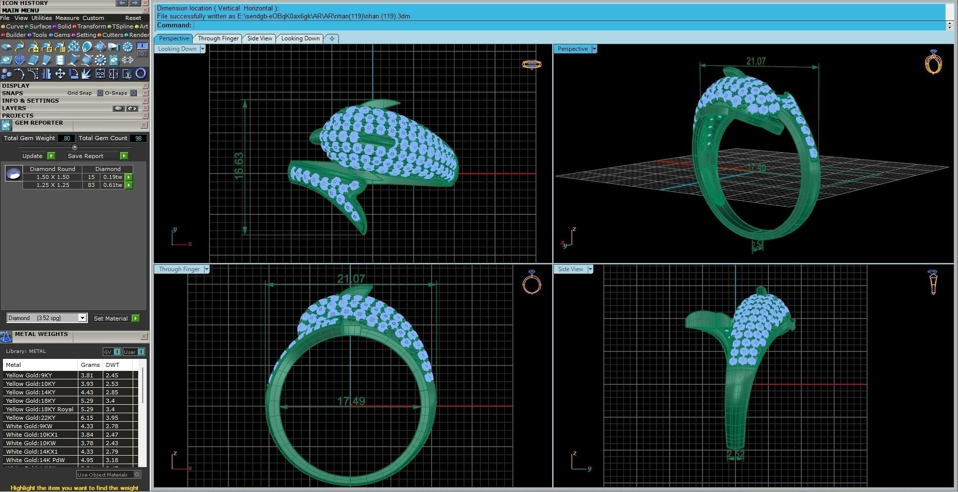 Dolphin Diamond Ring 3dm stl renders details 3D print model_9