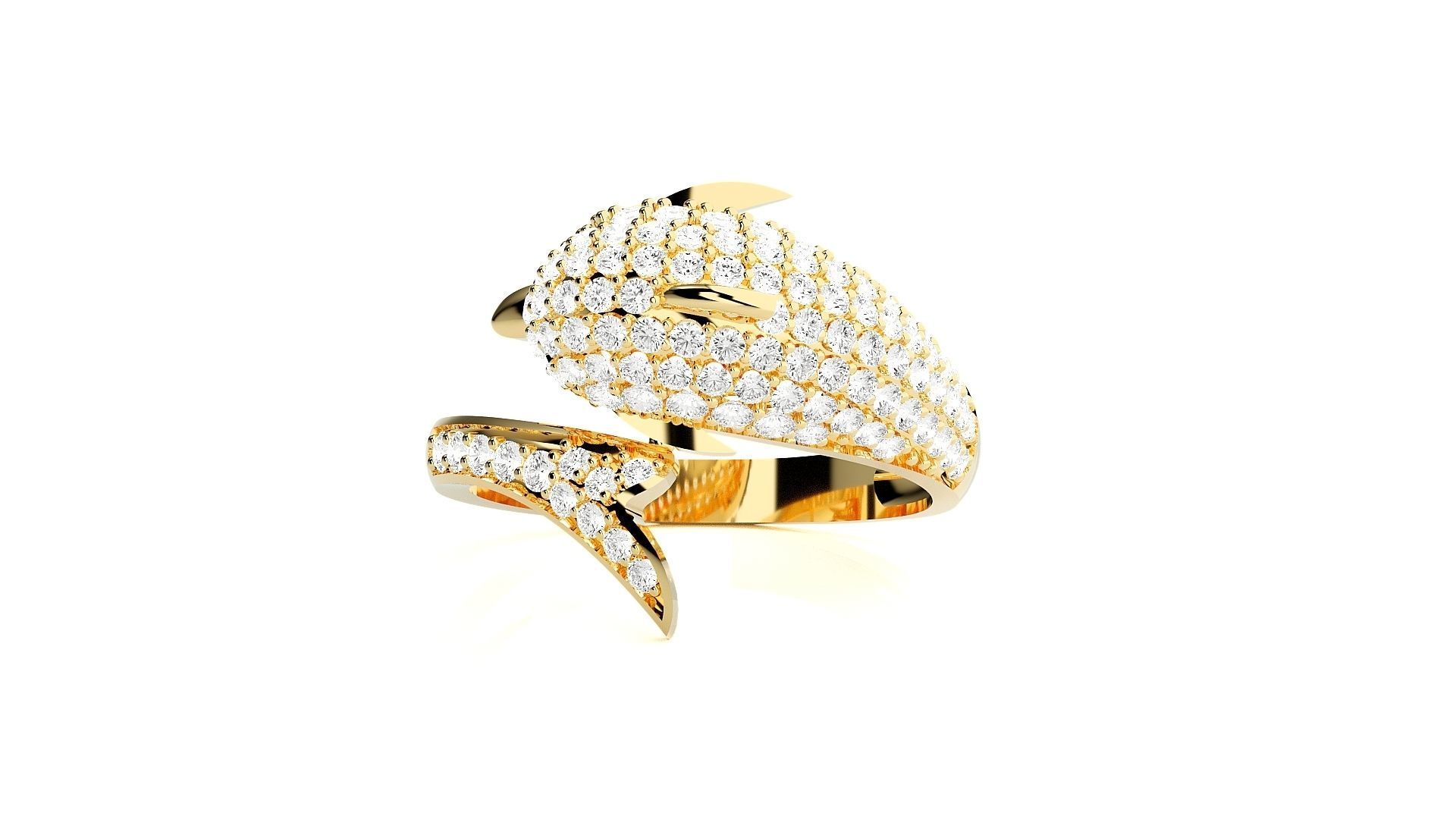 Dolphin Diamond Ring 3dm stl renders details 3D print model_6
