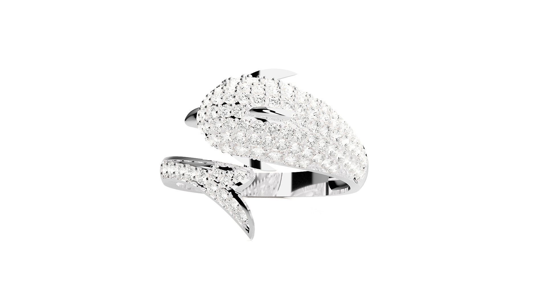 Dolphin Diamond Ring 3dm stl renders details 3D print model_3