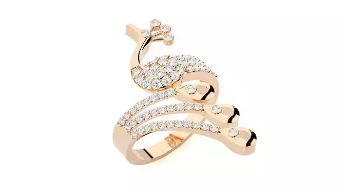 Peacock Diamond Ring 3dm stl renders details