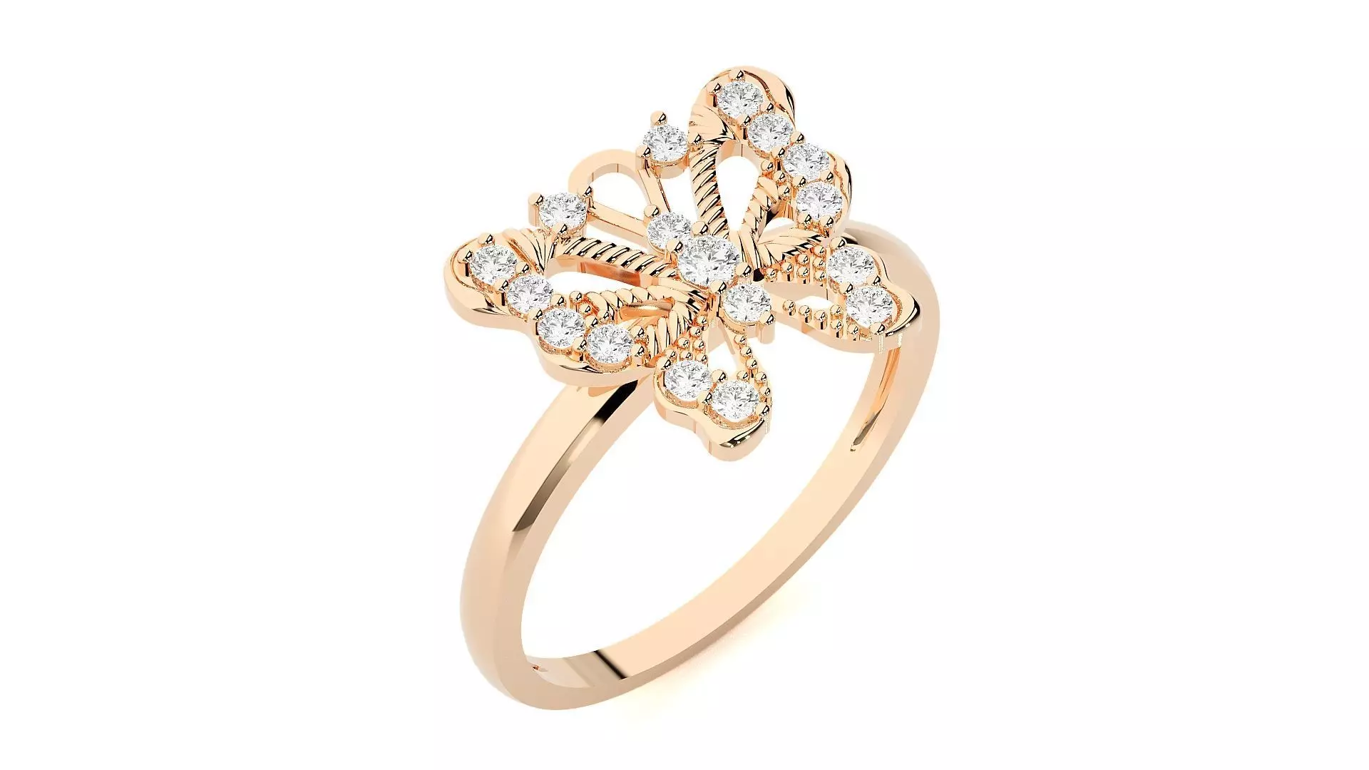 Butterfly Diamond Ring 3dm stl renders details 3D print model