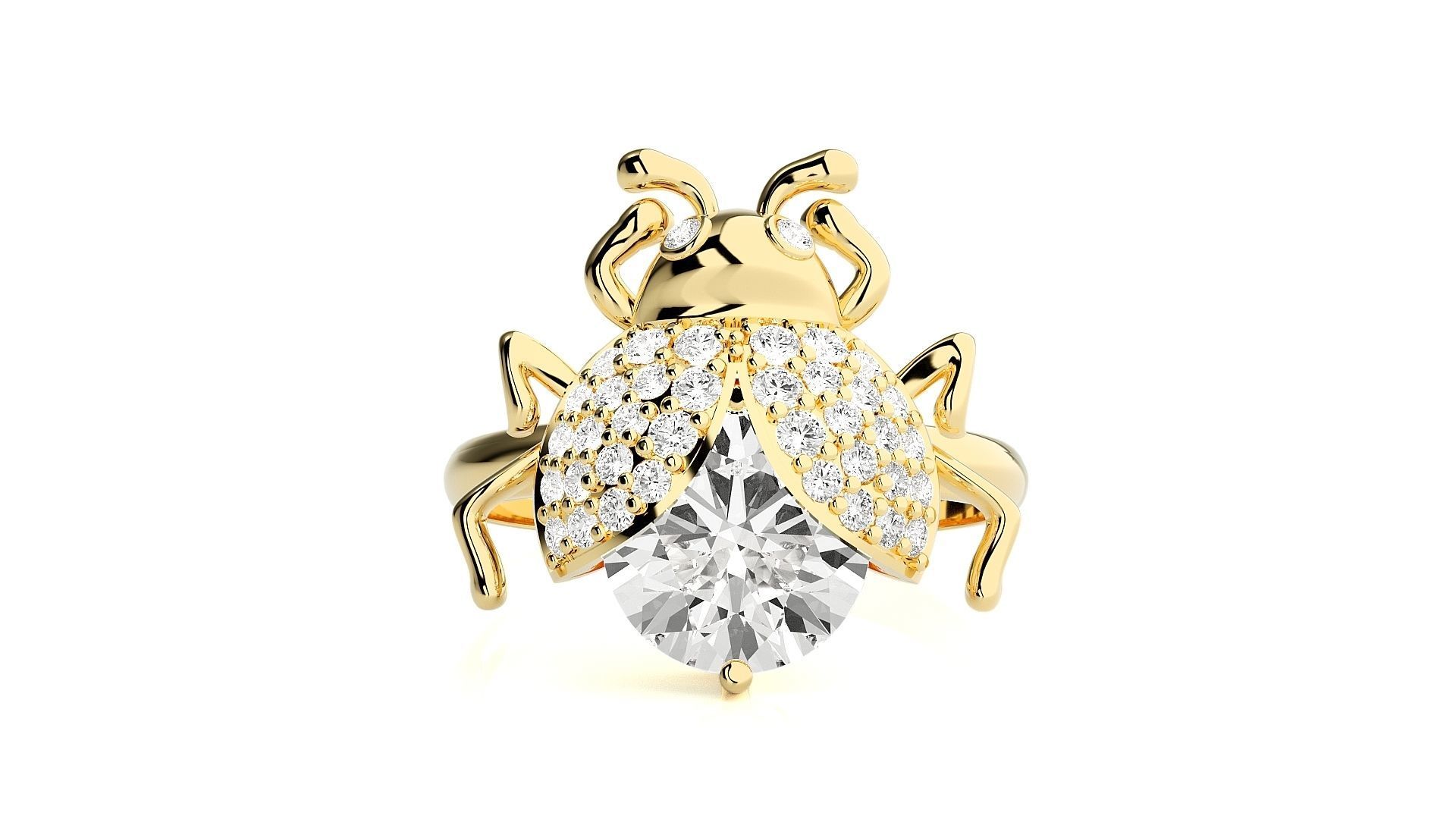 Beetle Diamond Ring 3dm stl renders details  3D print model_6