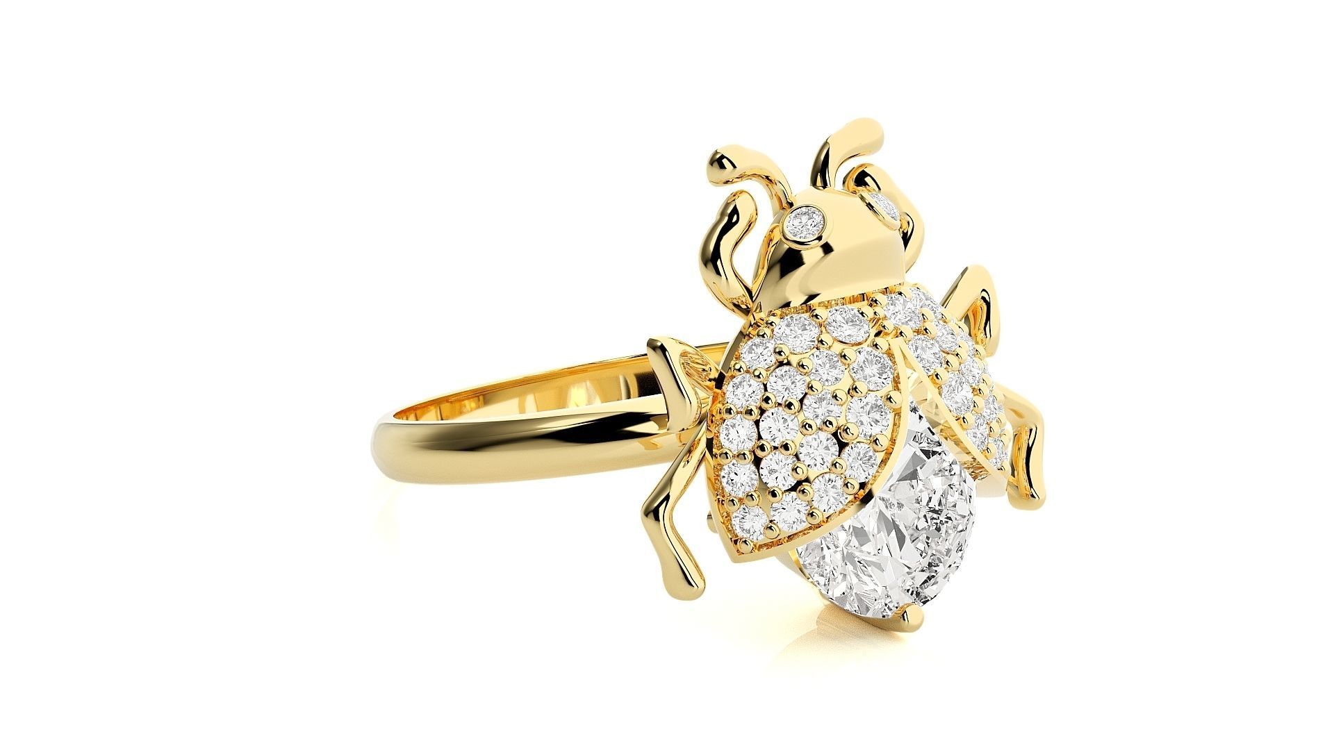 Beetle Diamond Ring 3dm stl renders details  3D print model_7