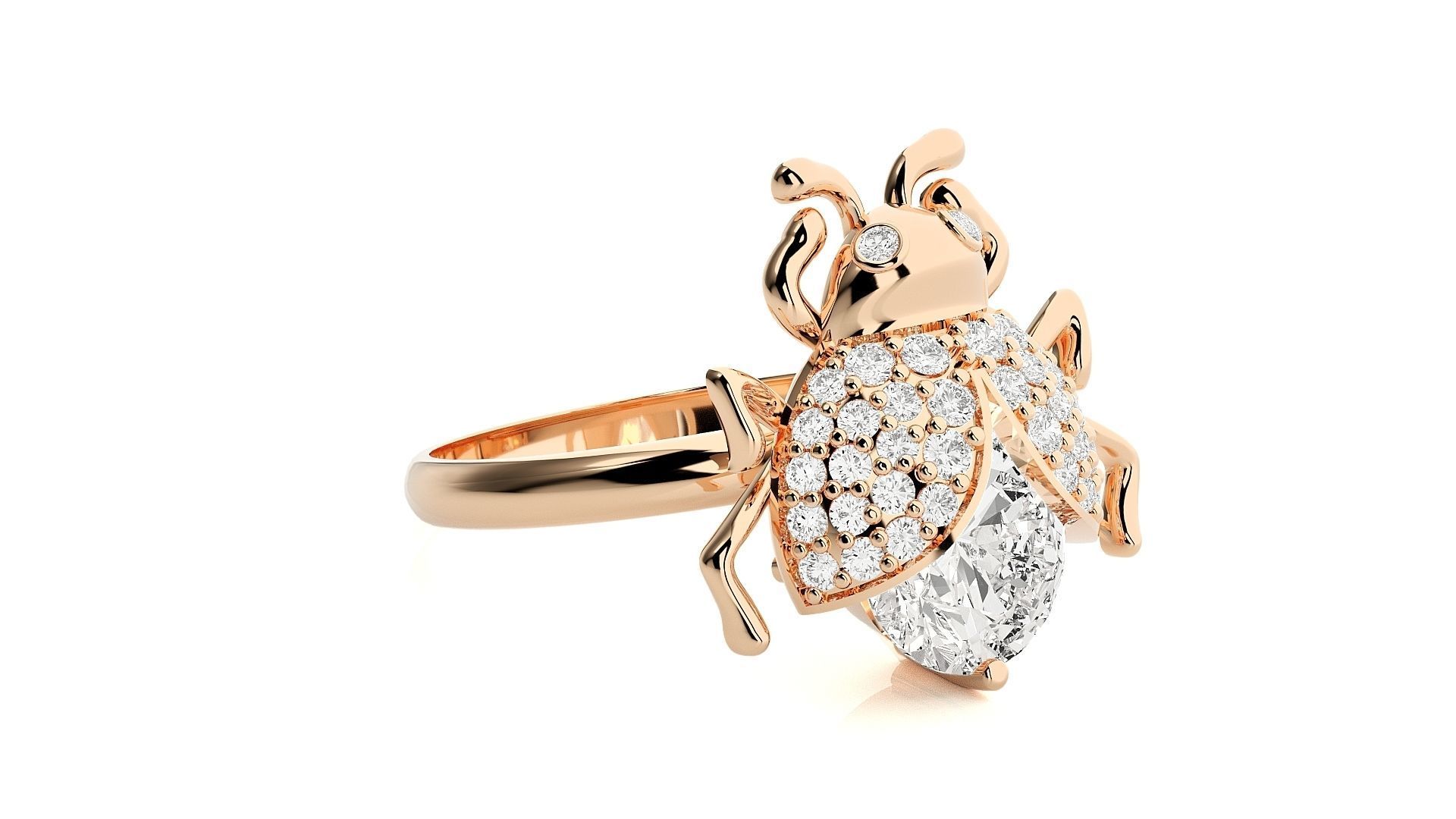 Beetle Diamond Ring 3dm stl renders details  3D print model_2